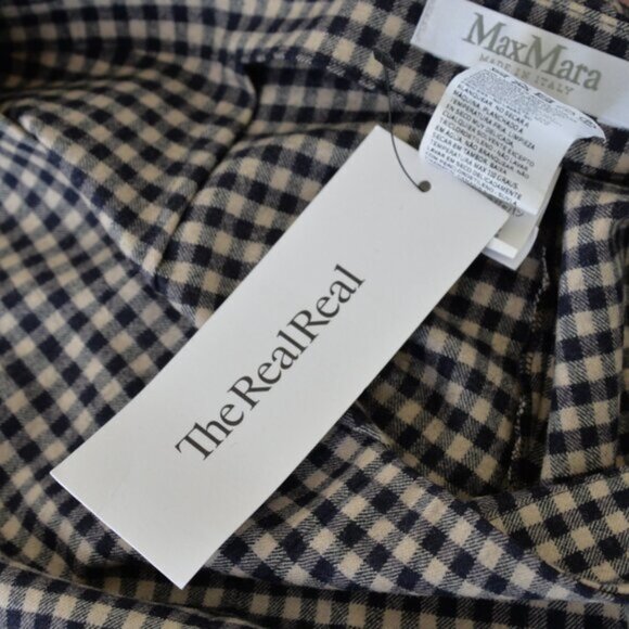 MaxMara Virgin Wool Gingham Tailored Pants Sz 8 - Picture 5 of 8